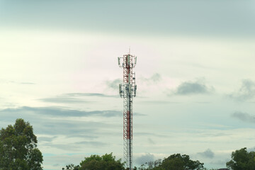 Telecommunication tower of 4G and 5G cellular. Cell Site Base Station. Wireless Communication...