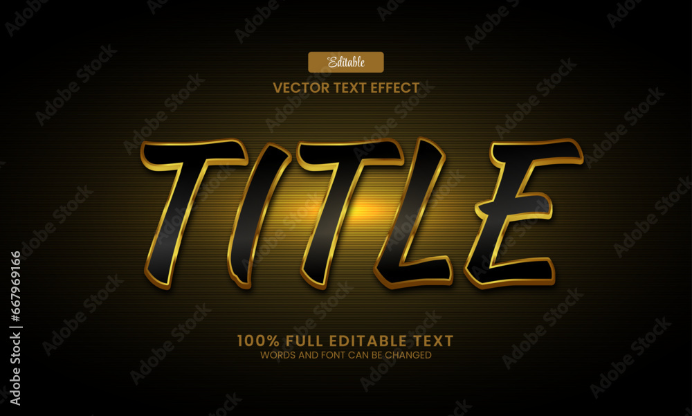 Wall mural design editable text effect, title 3d text gold vector illustration