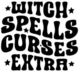 Witch Spells Curses Extra, Halloween Retro SVG Design