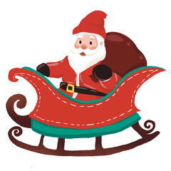 Santa rides a sleigh