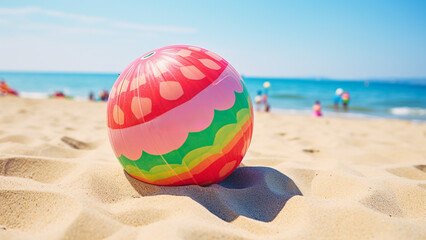 砂浜に置かれたビーチボール