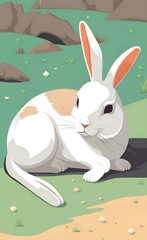 illustration of a white rabbit.