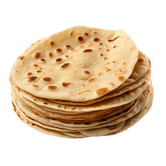 Chapati (or Roti), transparent background, isolated image, generative AI
