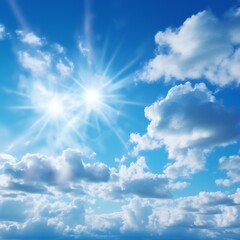 Dramatic blue sunny sky with clouds background Generative AI