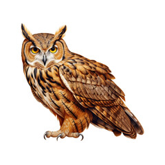 Naklejka premium Owl, dark gold color. No shadows, highest details, 