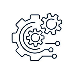 Automatic integrated systems for monitoring and controlling technological processes. Linear vector icon on white background.