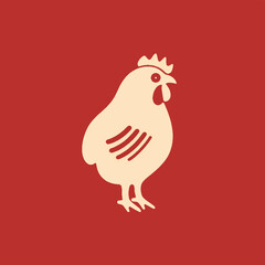 chicken silhouette on a  background. Simple design representing poultry, farming, and nature.