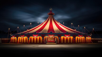 a circus tent from a front view perspective