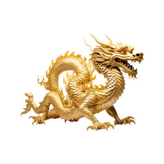 Fototapeta premium Golden Chinese dragon No shadows, highest details,
