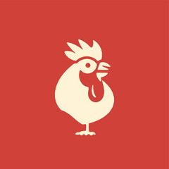 chicken silhouette on a  background. Simple design representing poultry, farming, and nature.