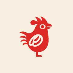 chicken silhouette on a  background. Simple design representing poultry, farming, and nature.