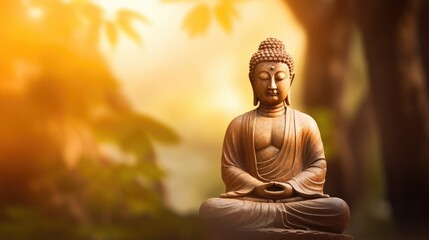 serene and calming essence of a Buddha statue, vesak day background