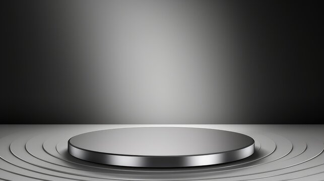 luxury silver podium with minimal background, product display, and advertisement