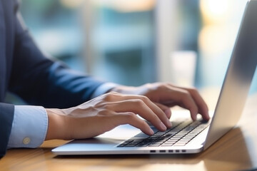 Man In A Business Suit Behind A Laptop Created Using Artificial Intelligence