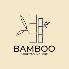 Bamboo logo line art vector simple illustration template icon graphic design