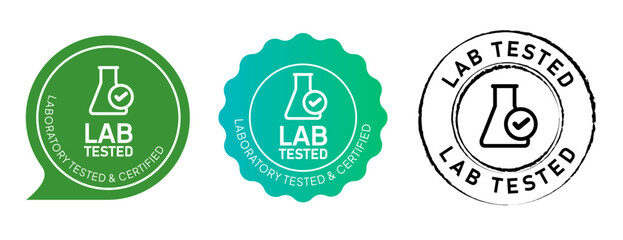 Lab tested laboratory testing glassware symbol sticker label circle stamp