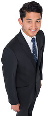 Digital png photo of happy caucasian businessman with suit on transparent background