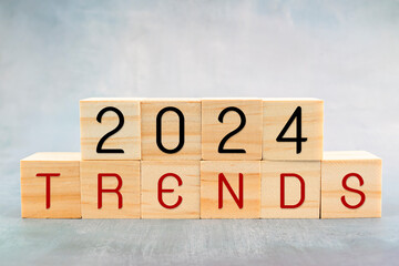 2024 wooden cubes and word TRENDS.