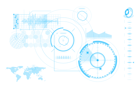 Digital png illustration of blue data and scope scanning on transparent background - Powered by Adobe