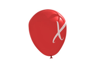 Digital png illustration of x letter on red balloon on transparent background