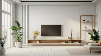 TV cabinet in a scandinavian decor living room.