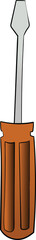 Digital png illustration of big orange screwdriver wuth copy space on transparent background