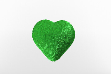 Digital png illustration of green grassy heart with copy space on transparent background