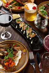 Tapas and cocktails at a Spanish restaurant. 