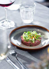 Steak tartare at a French restaurant.