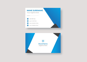 Blue and black geometric business card design vector template