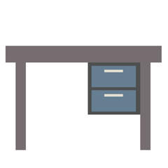 Study Desk with Simple Drawer Furniture Illustration