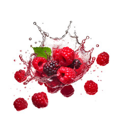 Fresh berries with water splash white background. Generative AI