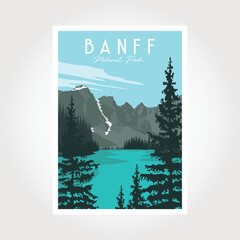 Banff National Park Poster, vector Illustration Vintage style - obrazy, fototapety, plakaty