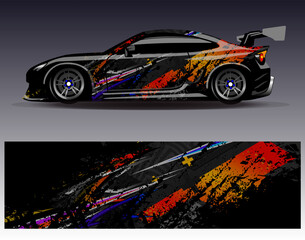 Car wrap design vector.Graphic abstract stripe racing background designs for vehicle, rally, race, adventure and car racing livery