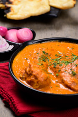 Closeup of Butter chicken punjabi food
