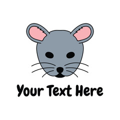 Simple Minimalist Cute Funny Mouse Mice Head Face Cartoon Character Mascot Icon Illustration