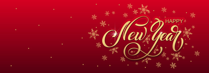 Happy New Year hand lettering calligraphy. Vector holiday illustration element. Typographic element