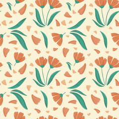 seamless pattern with orange flowers