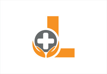 Letter L medical logo with typographic ECG heartbeat incorporated in the initial L letter vector