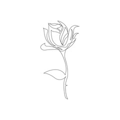 Isolated beautiful rose flower hand drawn outline continuous vector icon design 