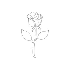 Isolated beautiful rose flower hand drawn outline continuous vector icon design 