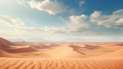 Fototapeta na wymiar A pristine desert landscape, with rolling sand dunes and a vast, open horizon.