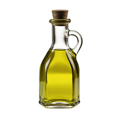 Olive oil glass bottle isolated on white transparent background, PNG