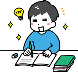 楽しそうに勉強する私服の男性