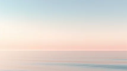Papier Peint photo Coucher de soleil sur la plage Clear blue sky sunset with glowing orange teal color horizon on calm ocean seascape background. Picturesque generative ai