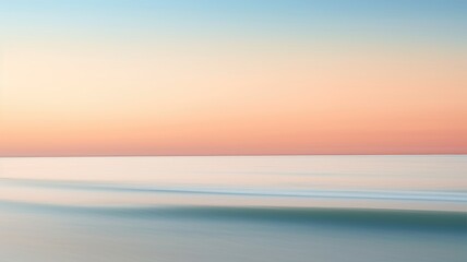 Clear blue sky sunset with glowing orange teal color horizon on calm ocean seascape background. Picturesque generative ai - Powered by Adobe