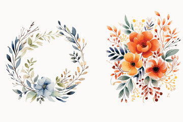 Abstract floral background, ster bunny with flowers, watercolor floral designs for logo and card designs. flowers © Amazinart