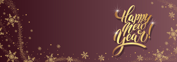 Happy New Year hand lettering calligraphy. Vector holiday illustration element. Typographic element