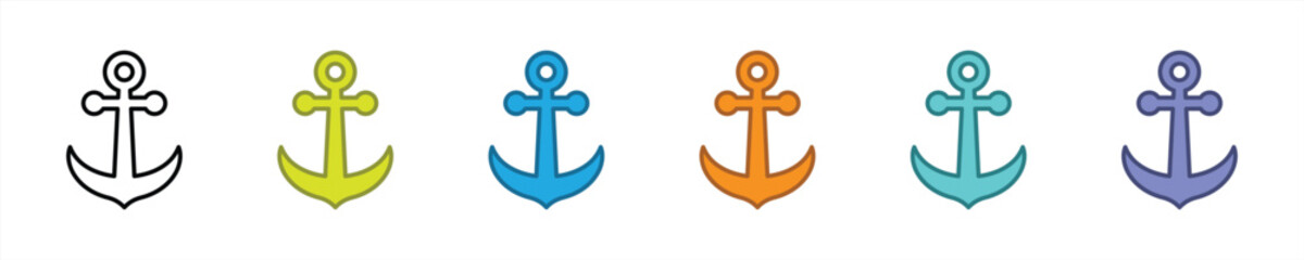 anchor icon set. ship anchor icon symbol sign collections, vector illustration