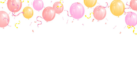 Vector illustration pastel balloons and confetti for party birthday or baby shower